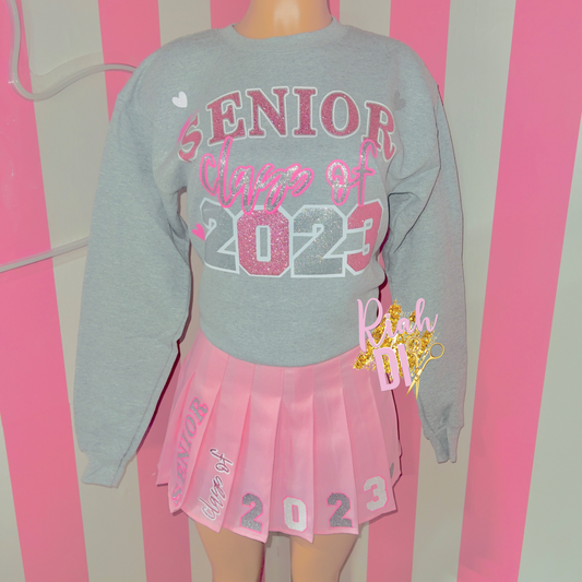 Conjunto de falda plisada con corazón curvo para seniors