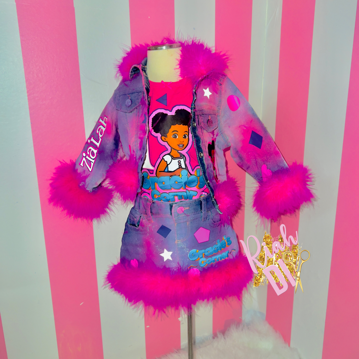 Conjunto de falda y short vaquero para niña