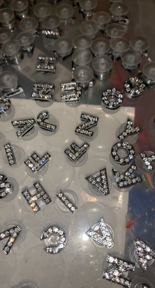 Diamante Crystal Letter Croc Charms