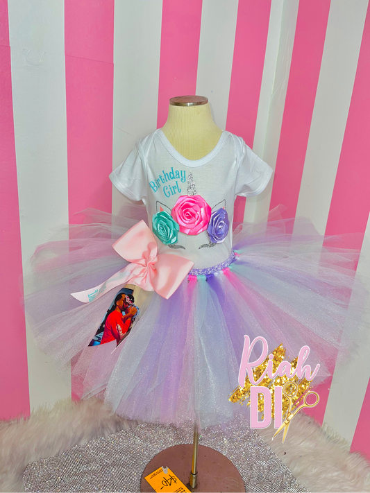 Conjunto de tutú de unicornio pastel