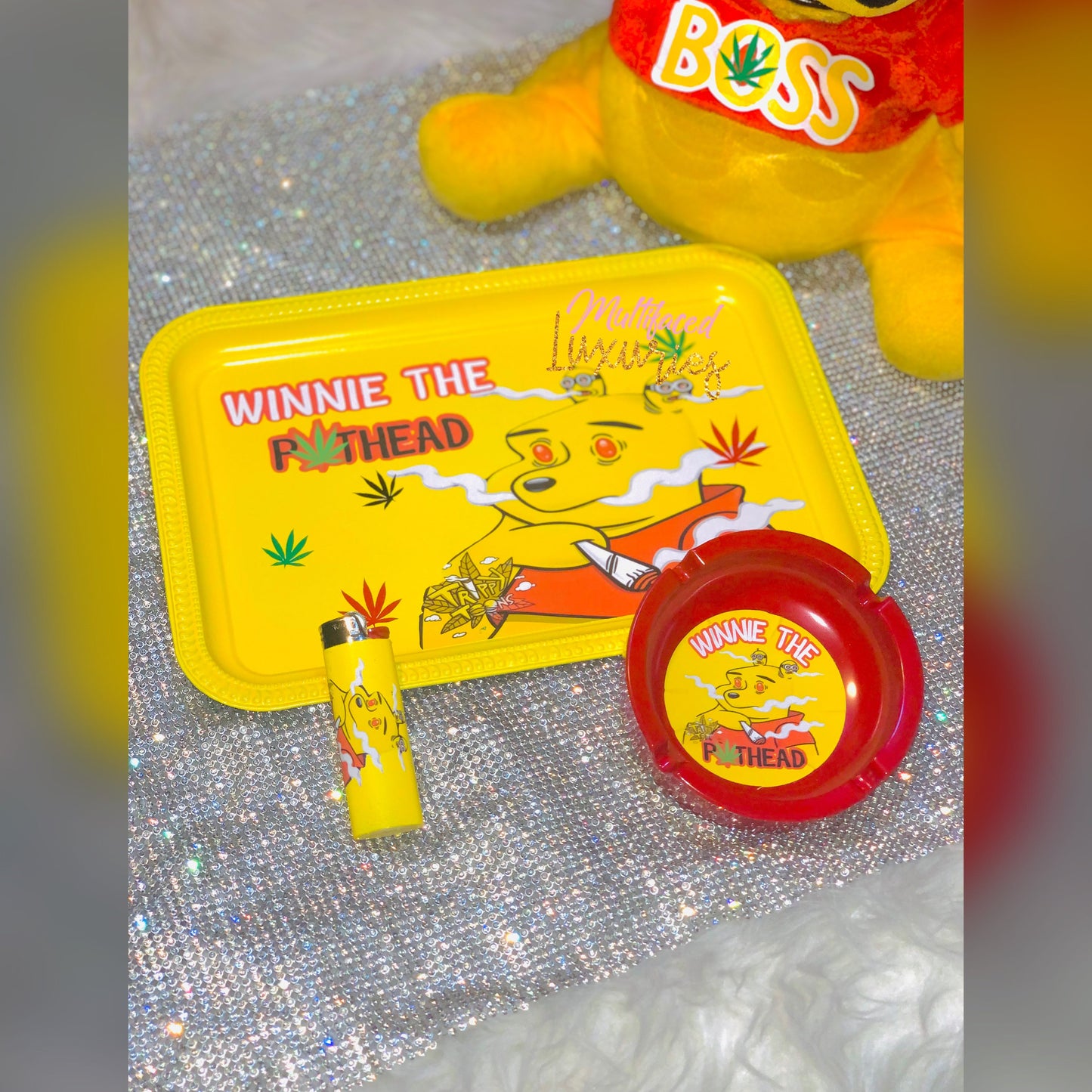 Poohbear Rolling Tray/Stash Jar Set